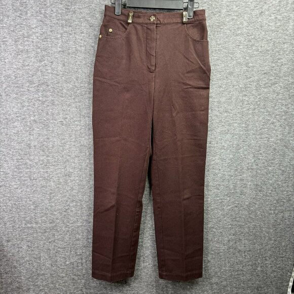St. John Sport Essential by Marie Gray Brown Pants Size 2 Gold accent high waist - Picture 1 of 8